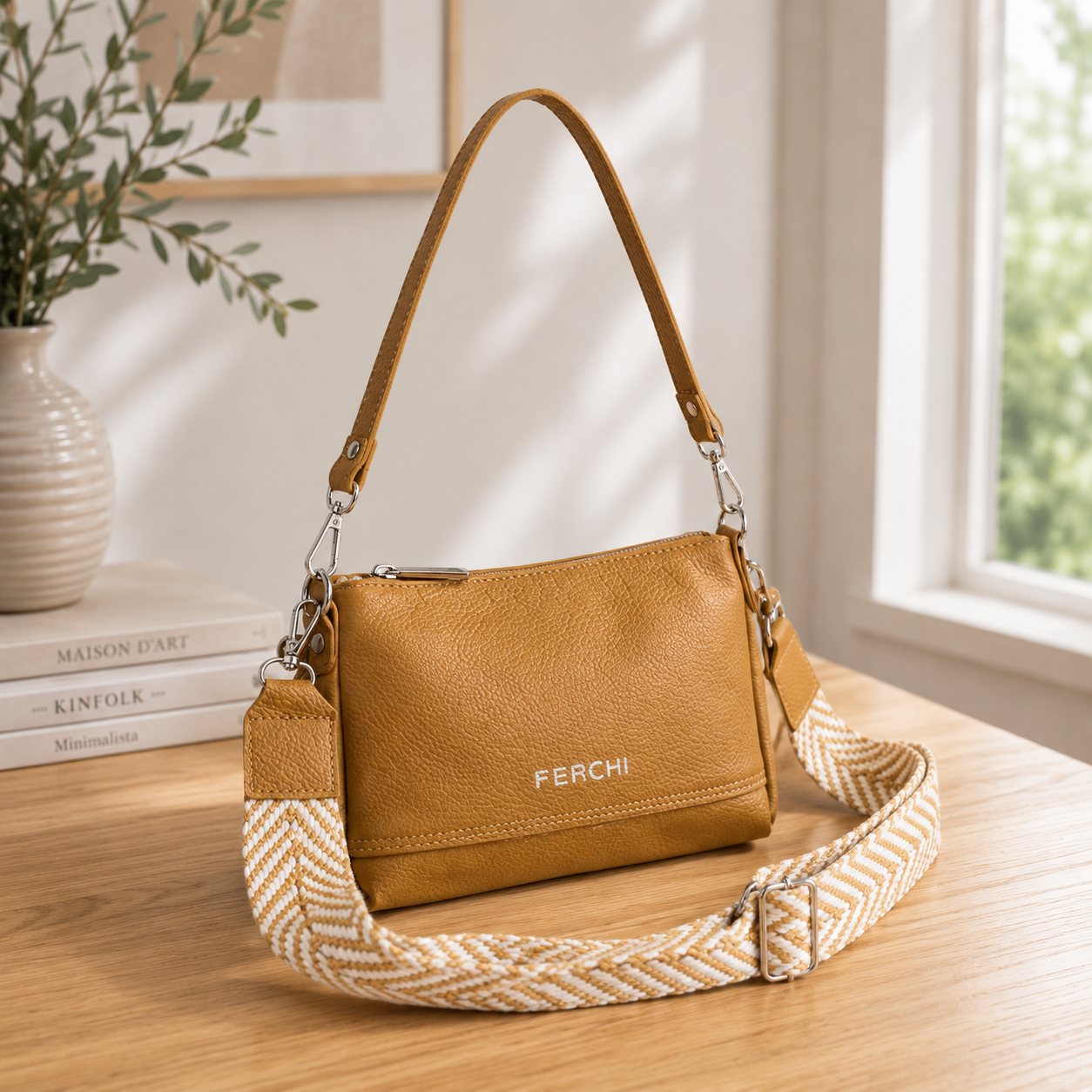 Sac à main en cuir moutarde