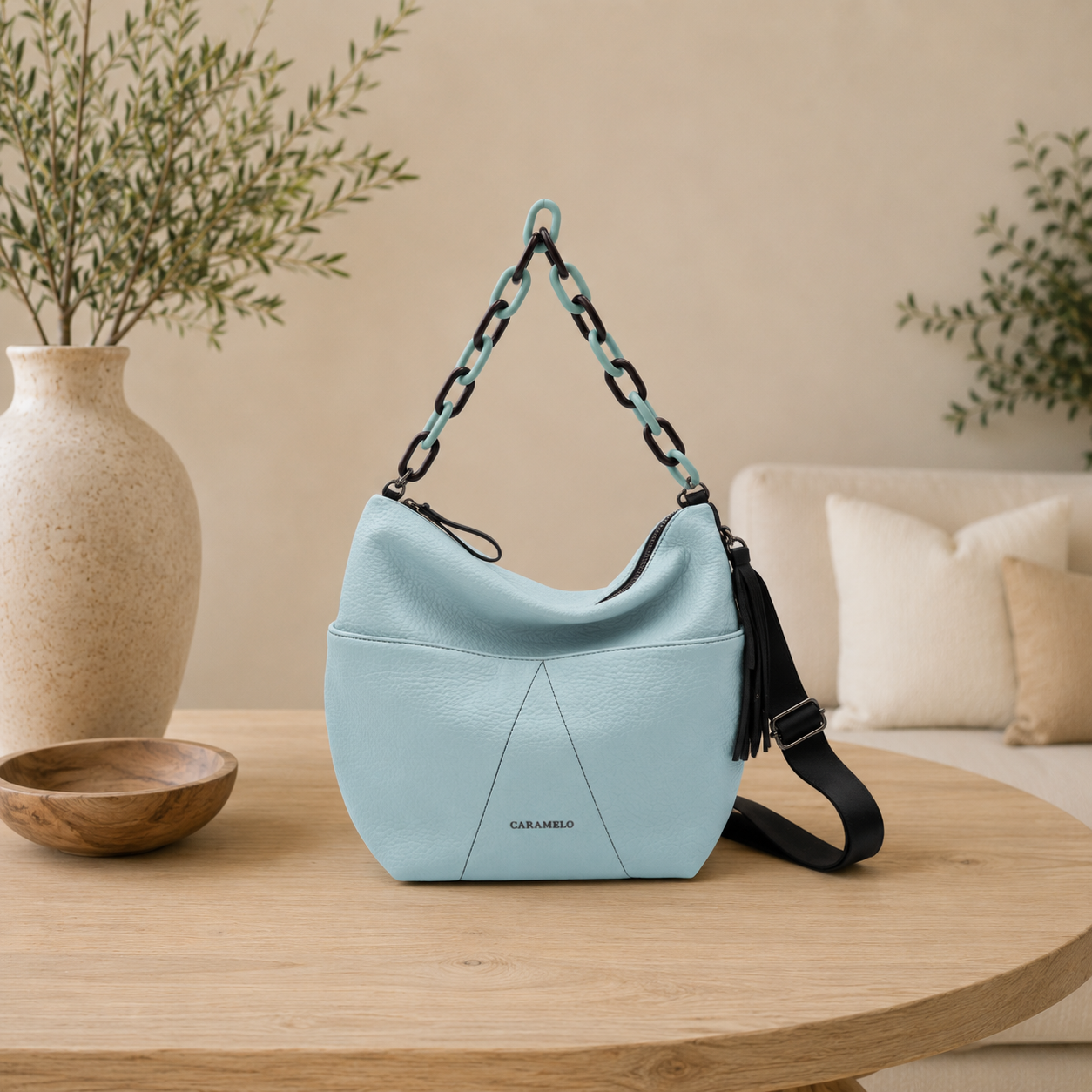 Sac bandoulière en cuir vert