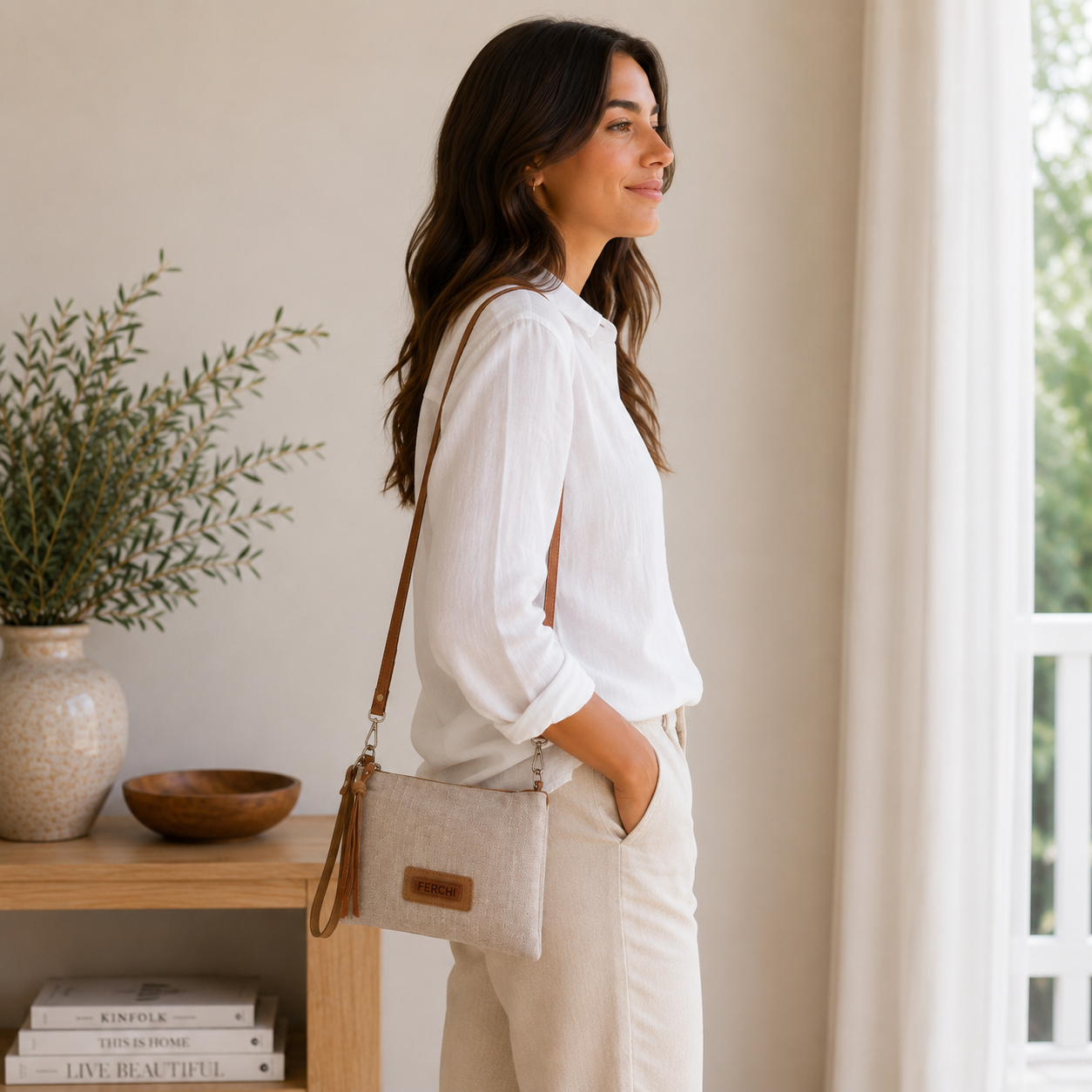 Sac à main beige