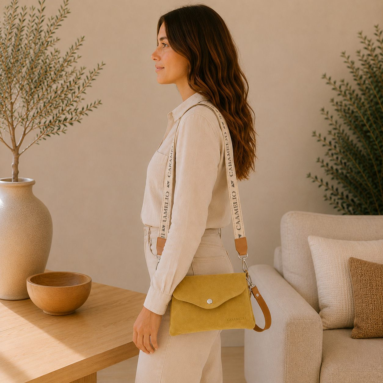 Sac en cuir jaune