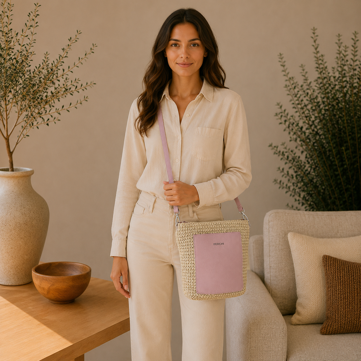 Sac bi matière lilas