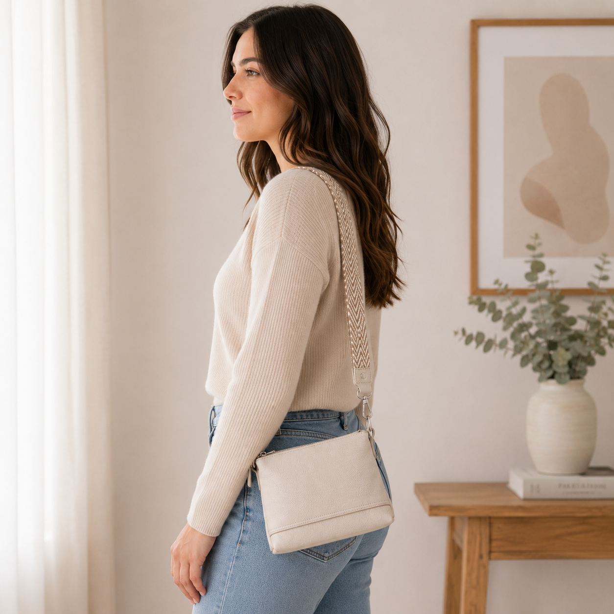 Sac à main en cuir beige
