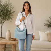 Sac bandoulière en cuir vert