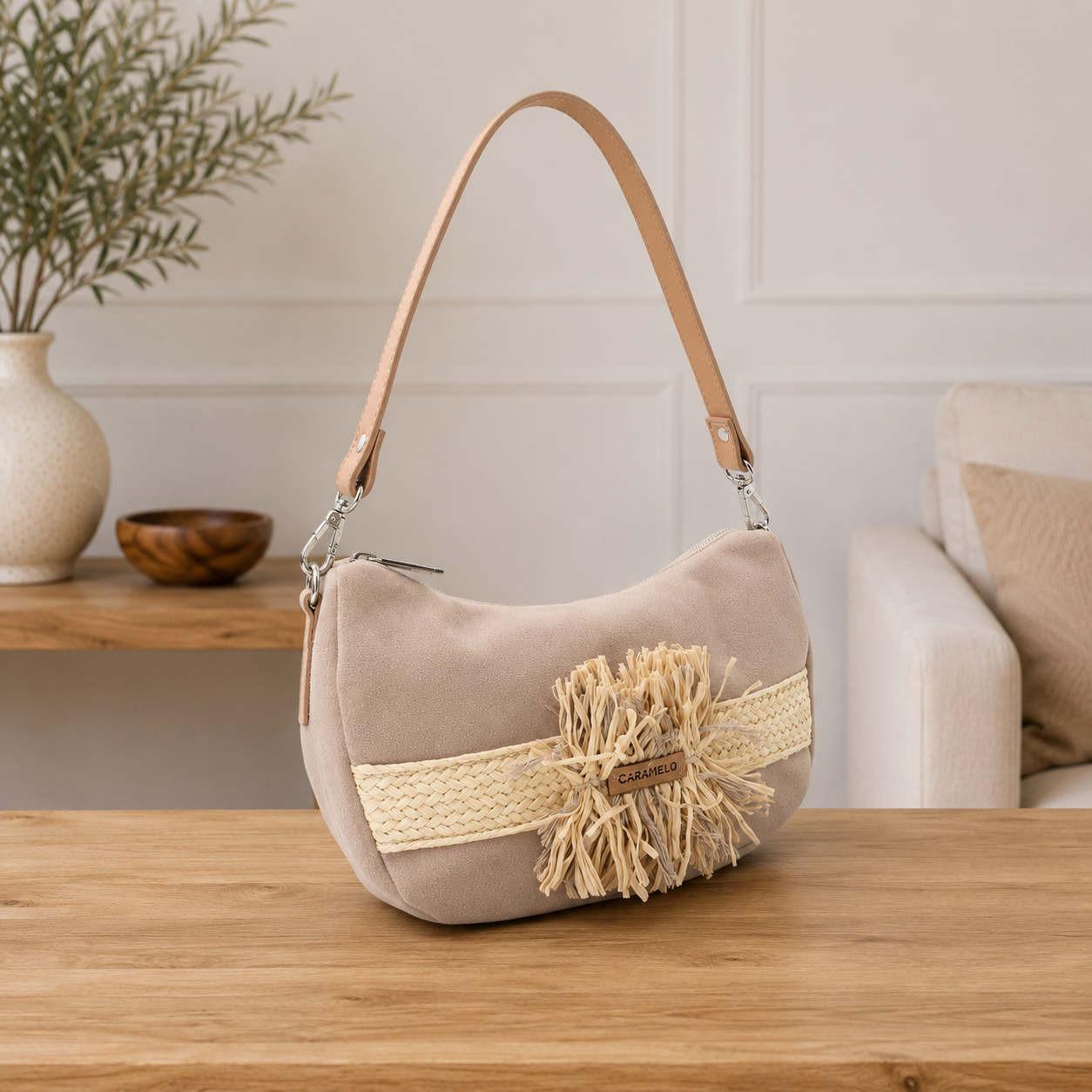 Sac bandoulière beige