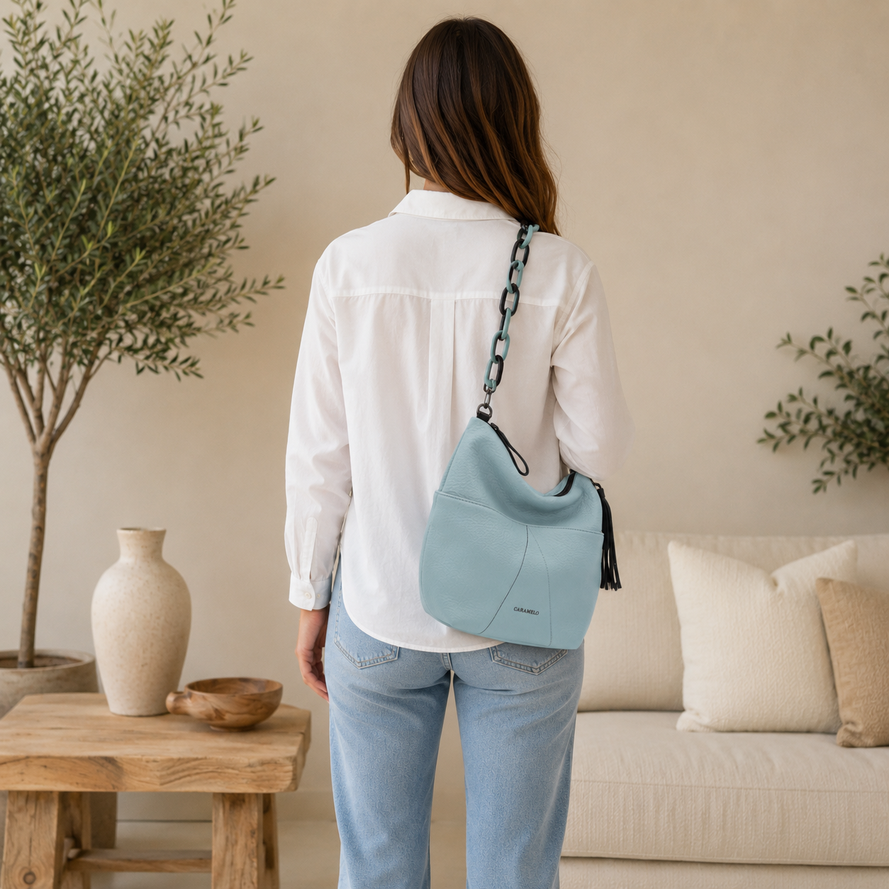 Sac bandoulière en cuir vert