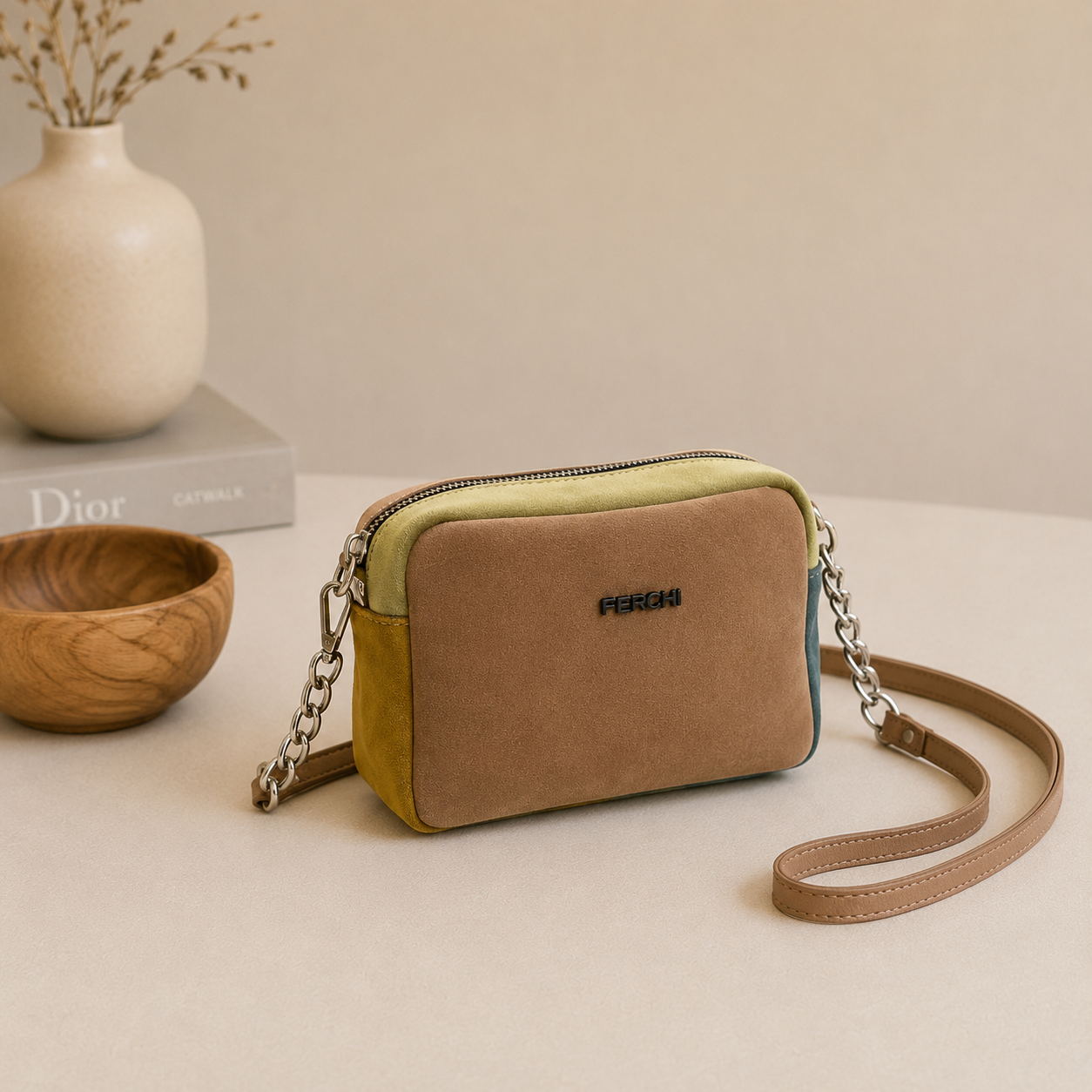 Sac en cuir camel