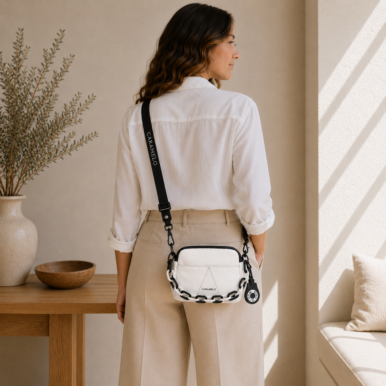 Sacoche en cuir blanc