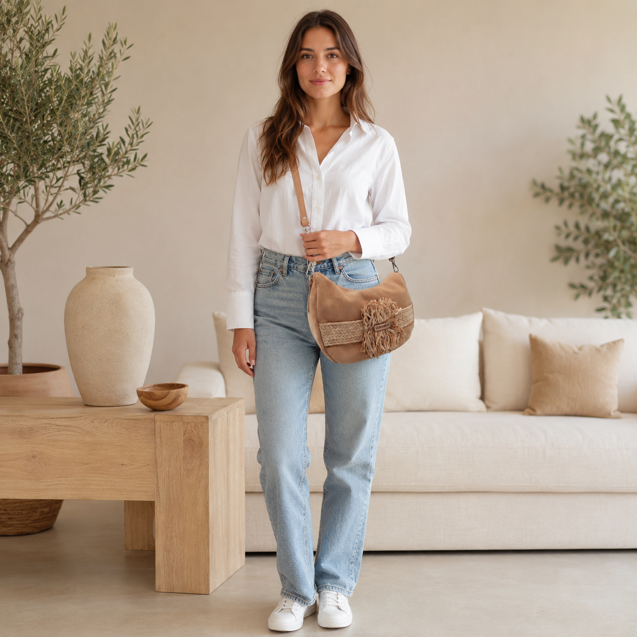 Sac bandoulière camel