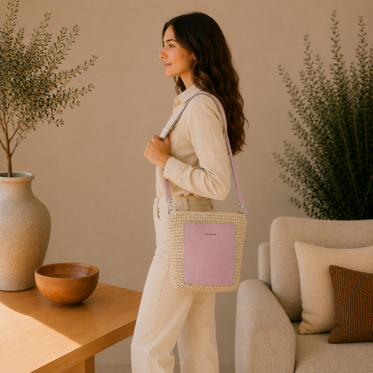 Sac bi matière lilas
