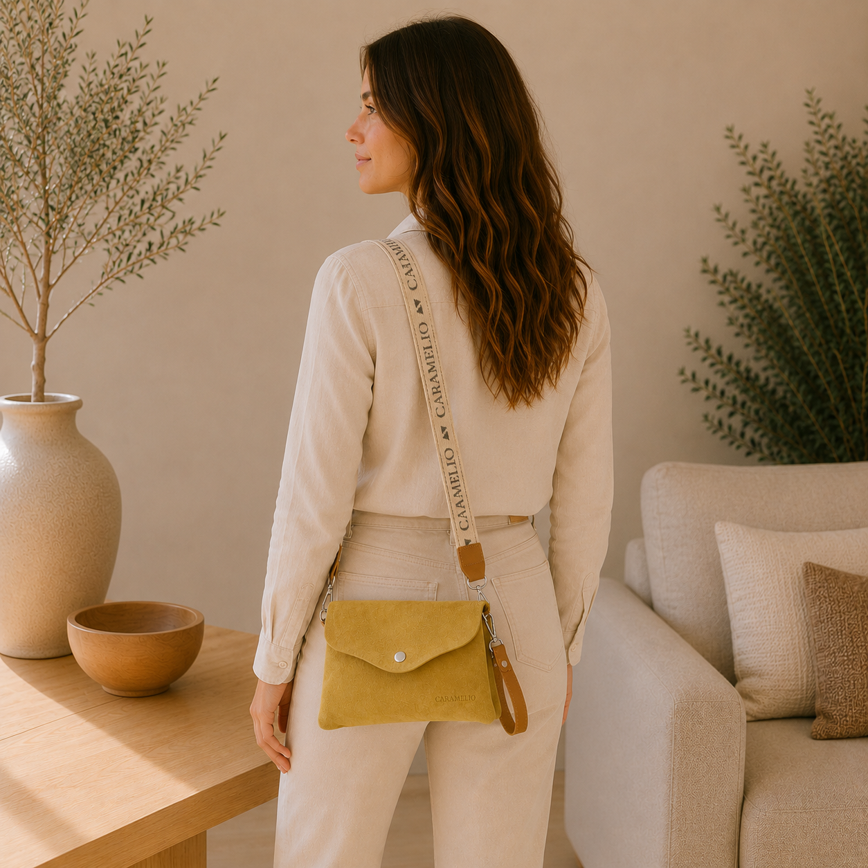 Sac en cuir jaune