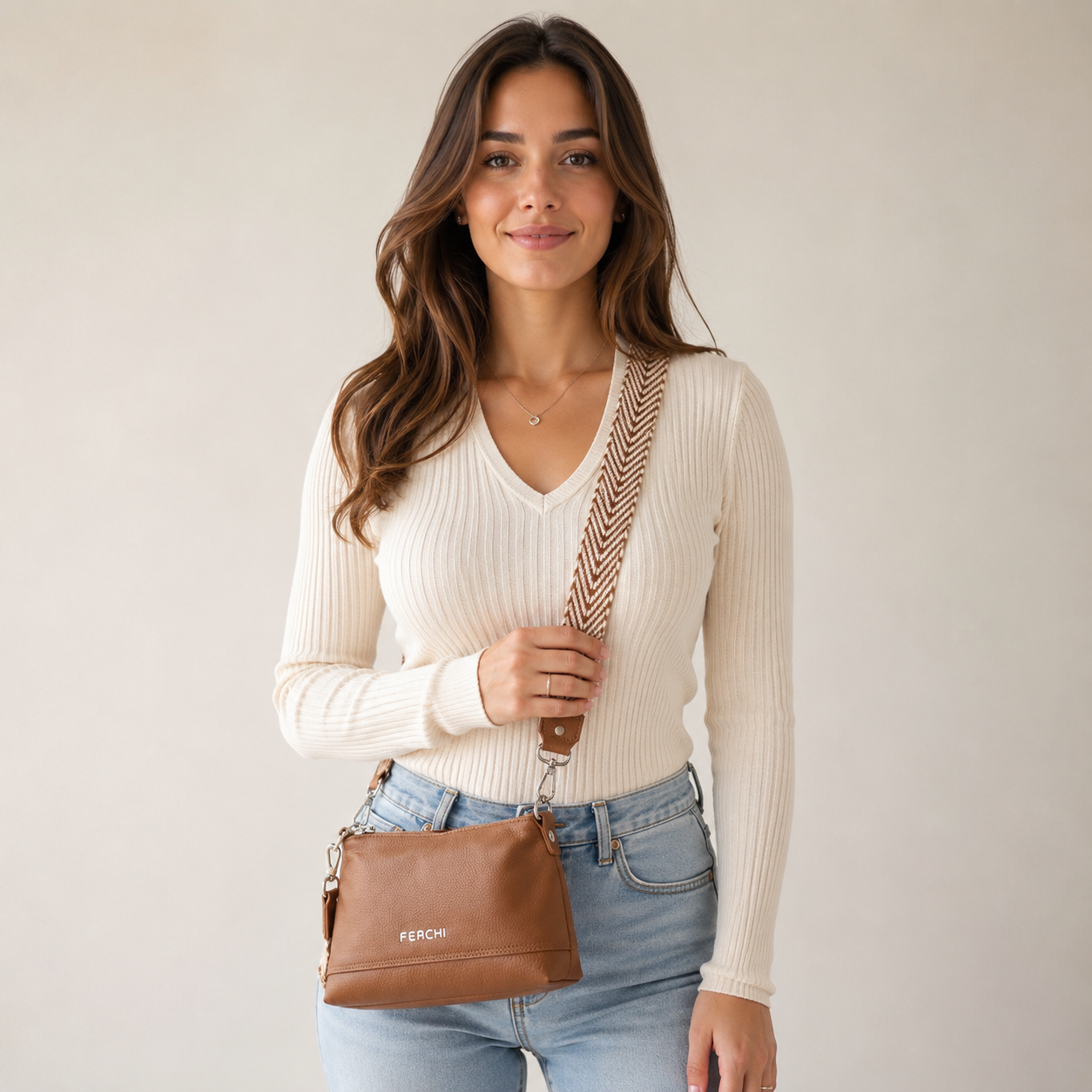 Sac à main en cuir marron