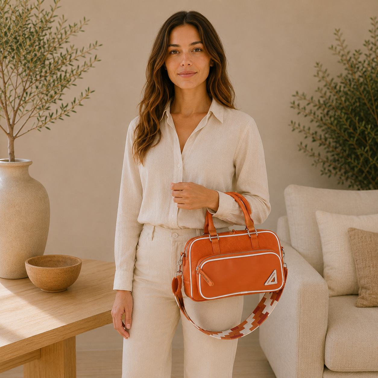 Sac en cuir orange