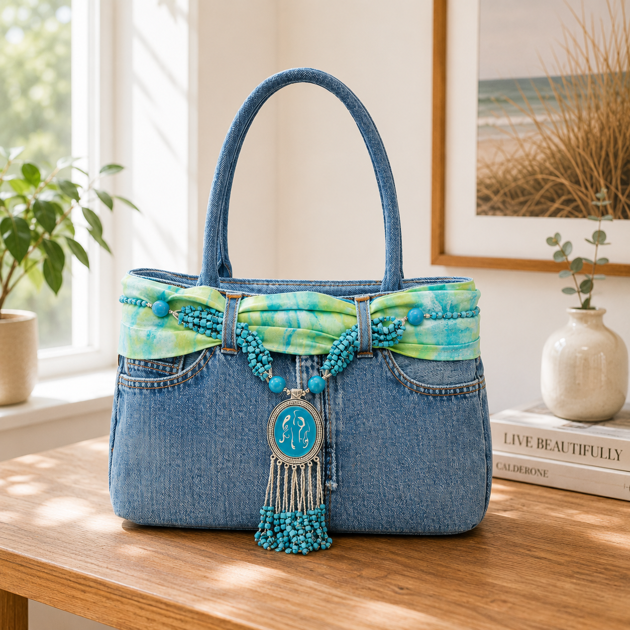 Sac à main en jean Bleu