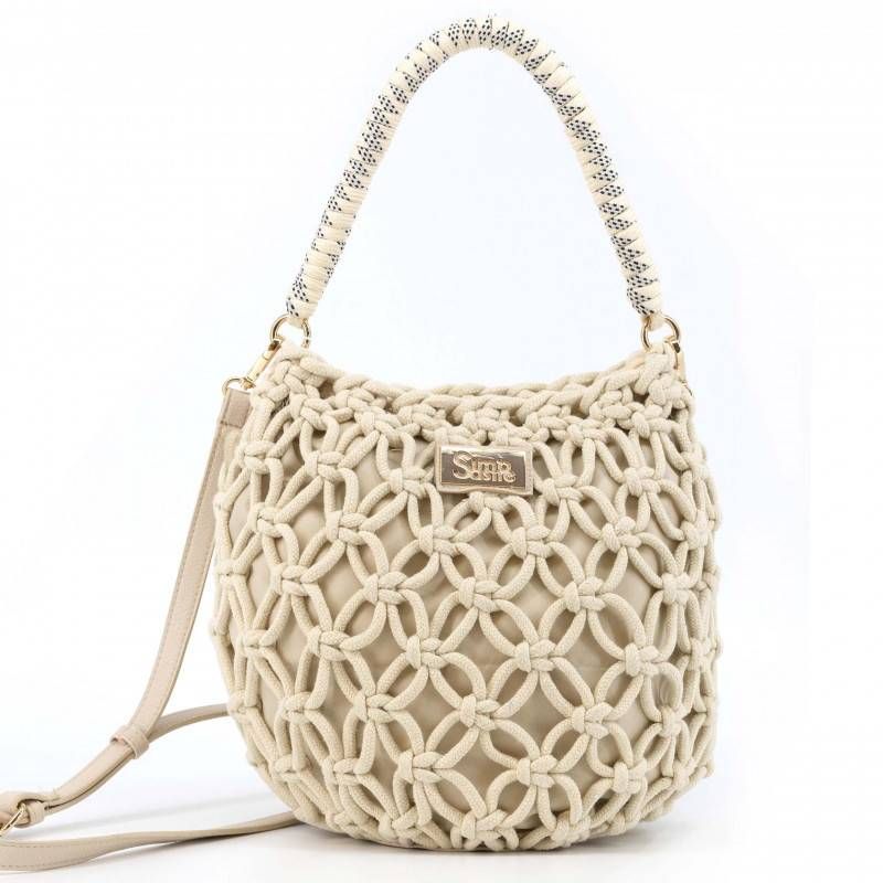 Sac à main allongé cordes Beige