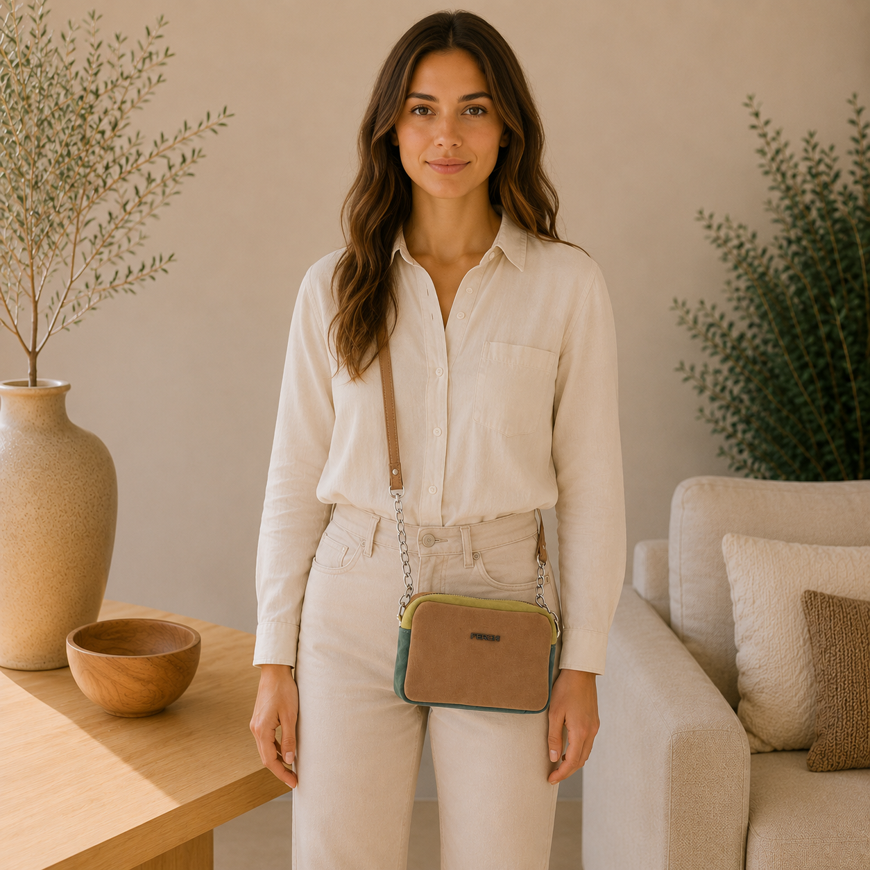 Sac en cuir camel