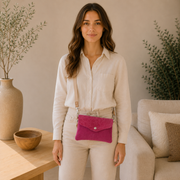Sac en cuir fuchsia