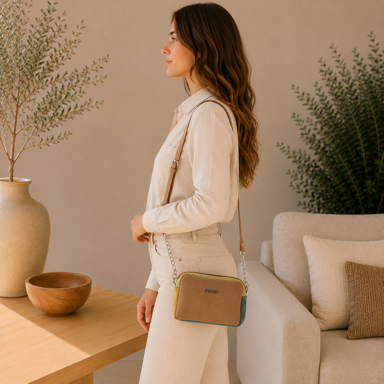 Sac en cuir camel