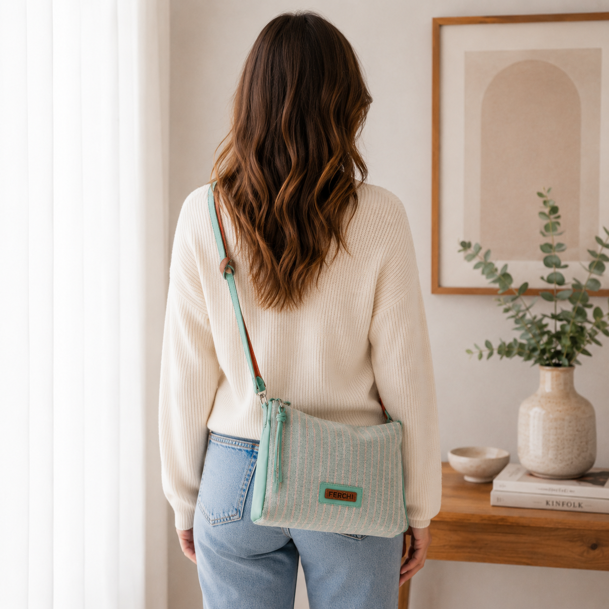 Sac à main vert sauge