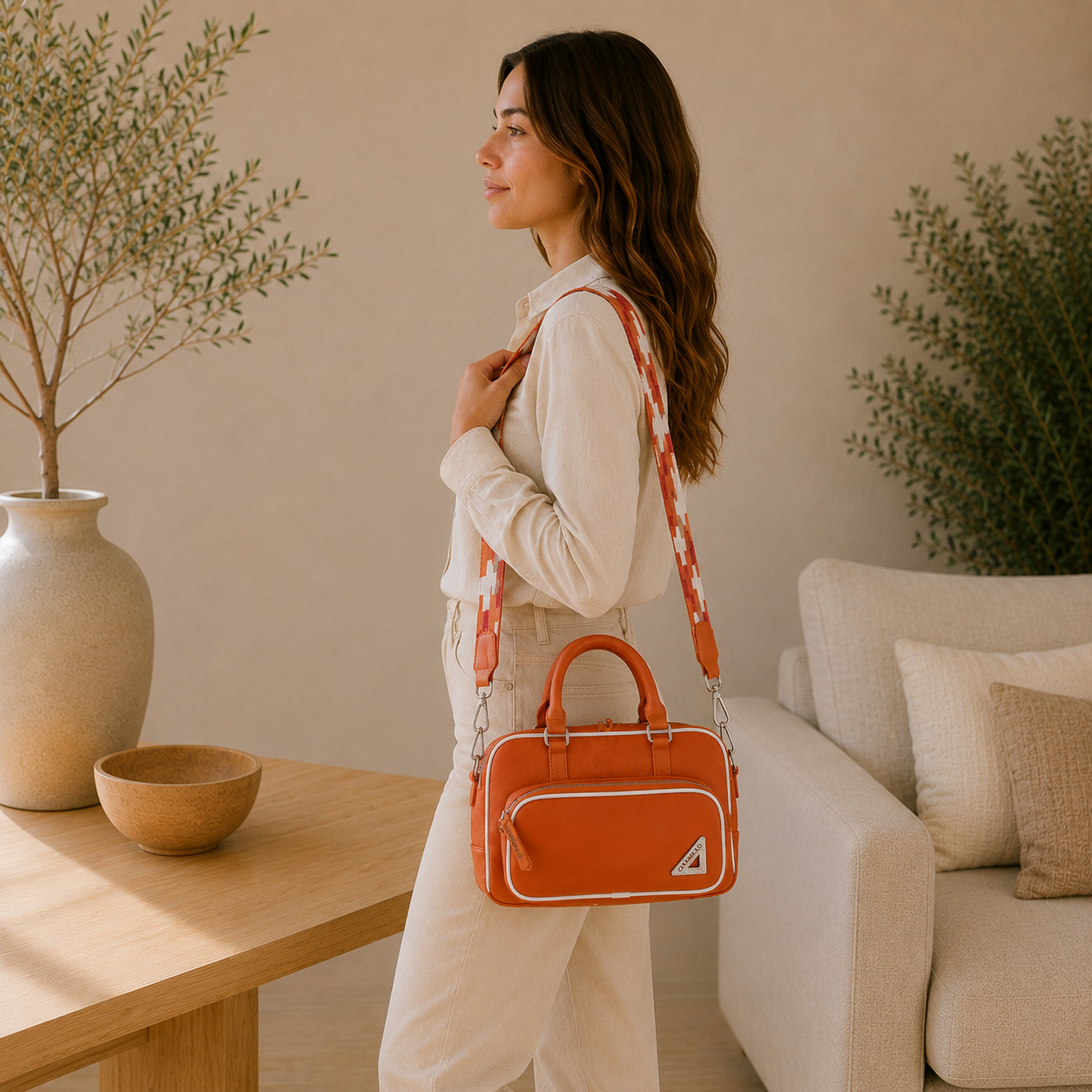 Sac en cuir orange