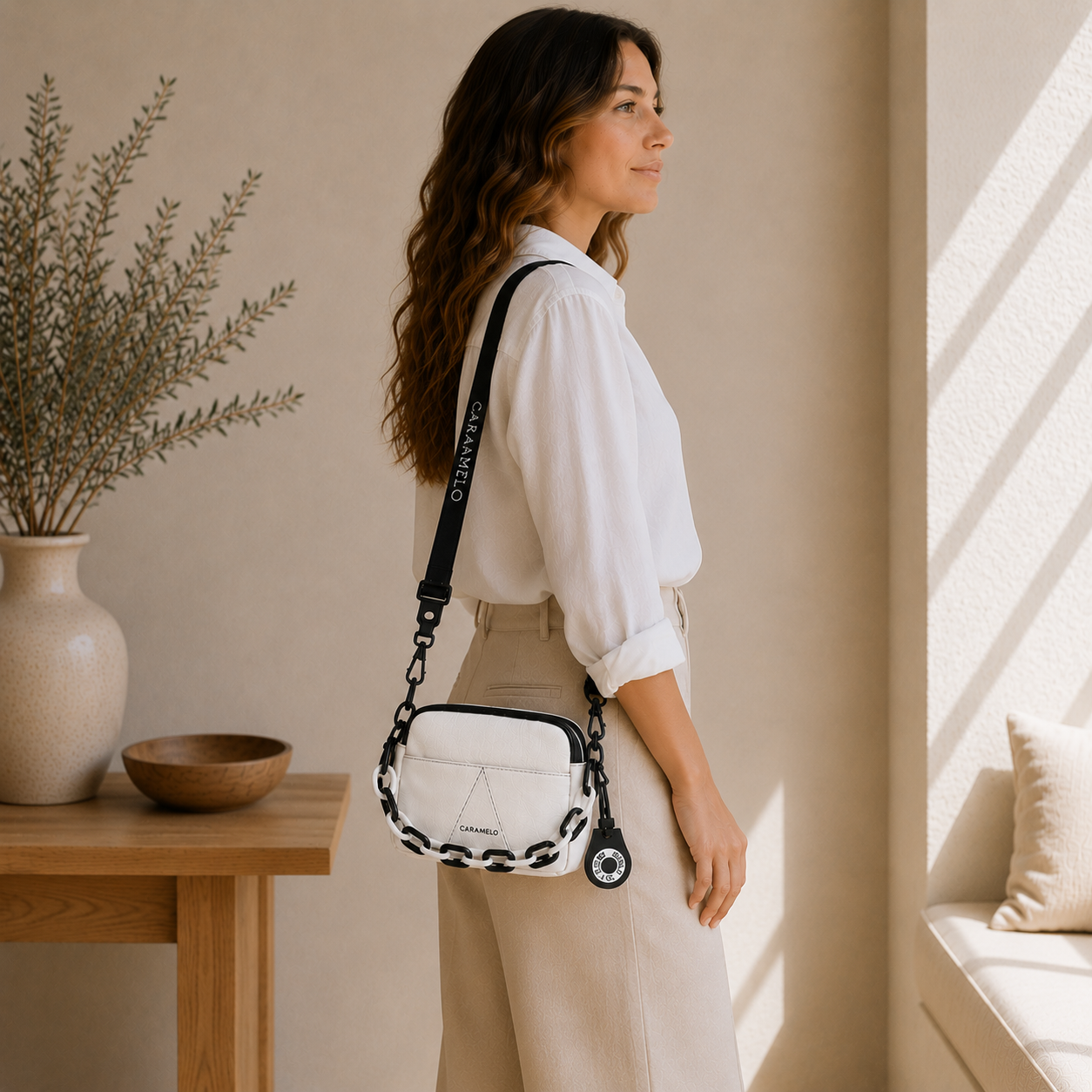 Sacoche en cuir blanc