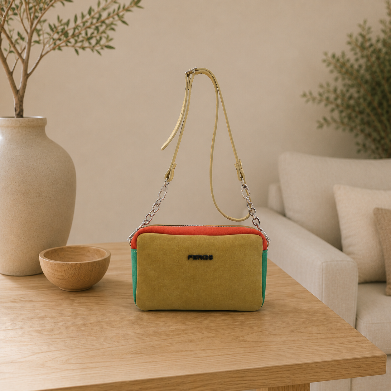 Sac en cuir  vert