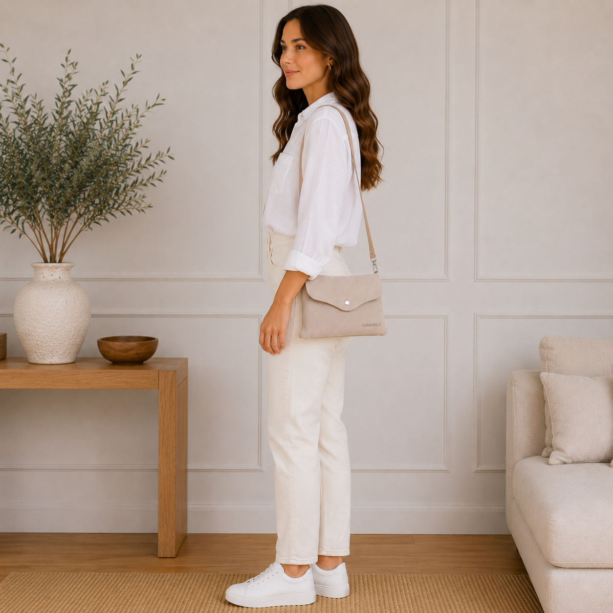 Sac bandoulière beige