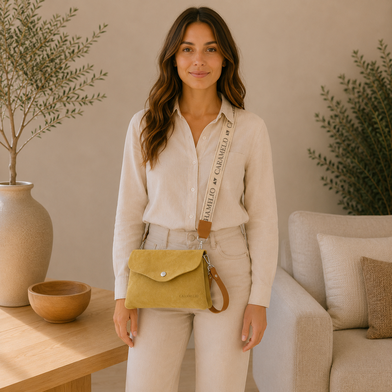 Sac en cuir jaune