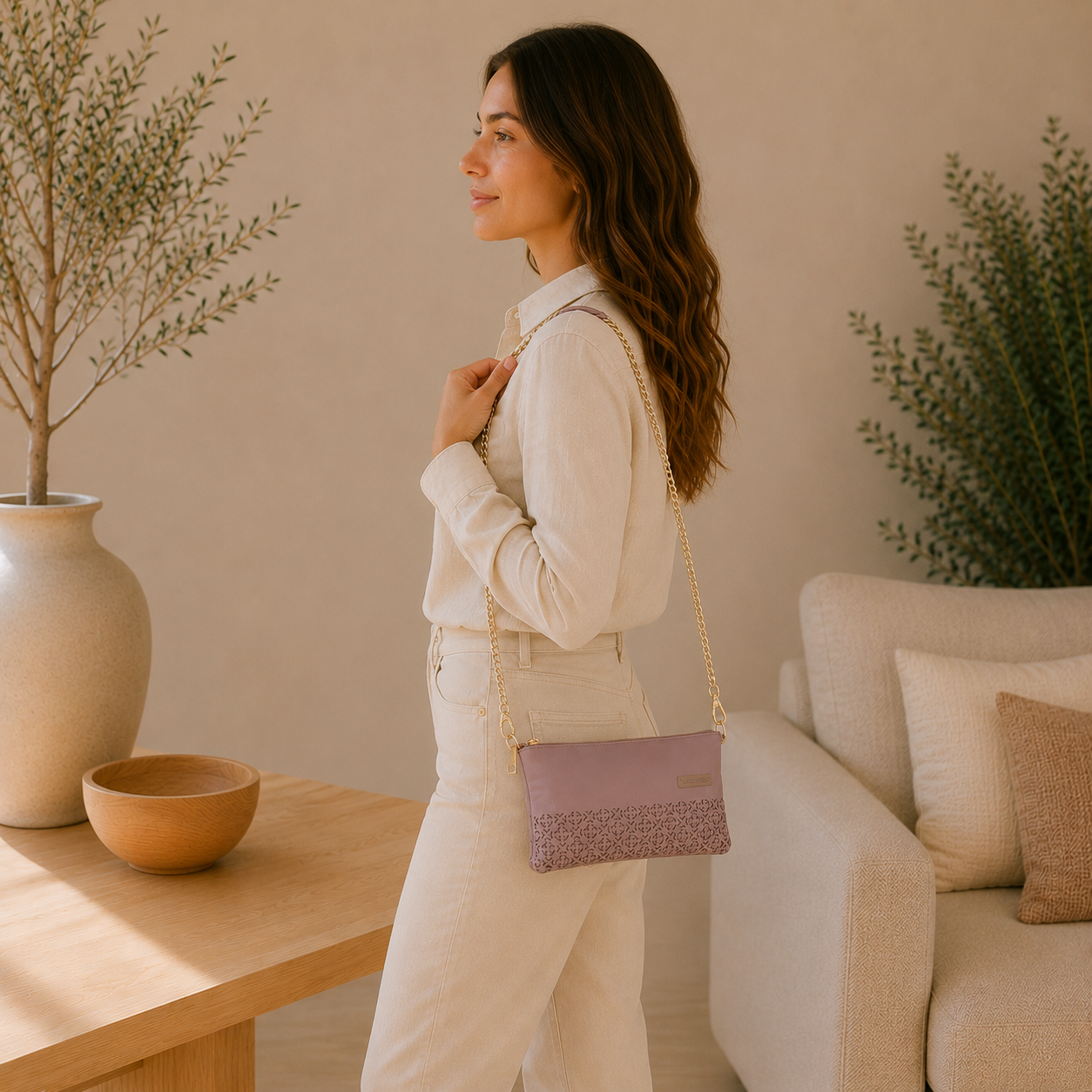 Sac en cuir "nude"