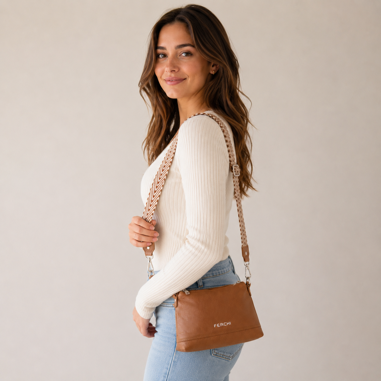 Sac à main en cuir marron