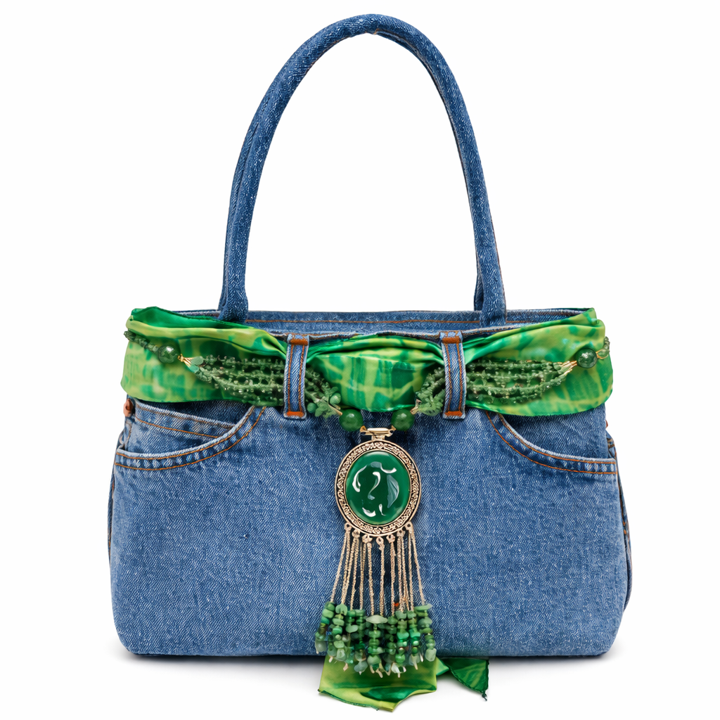 Sac à main en jean Vert