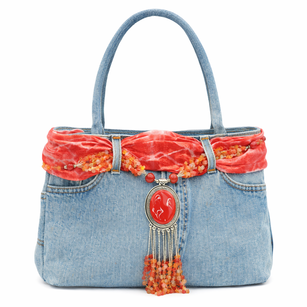 Sac à main en jean Rouge