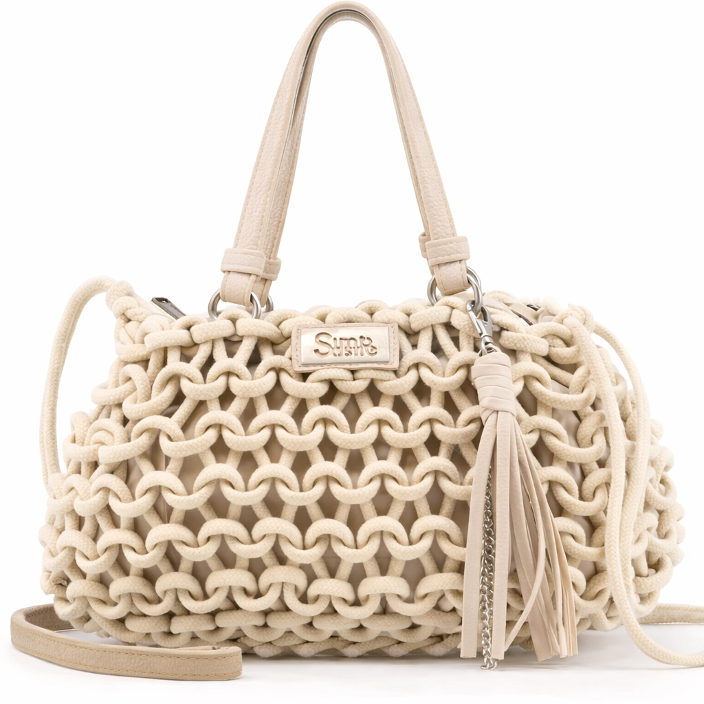 Sac à main long en corde blanche