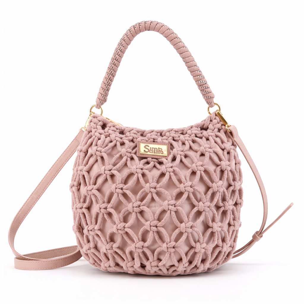 Sac à main allongé cordes Rose