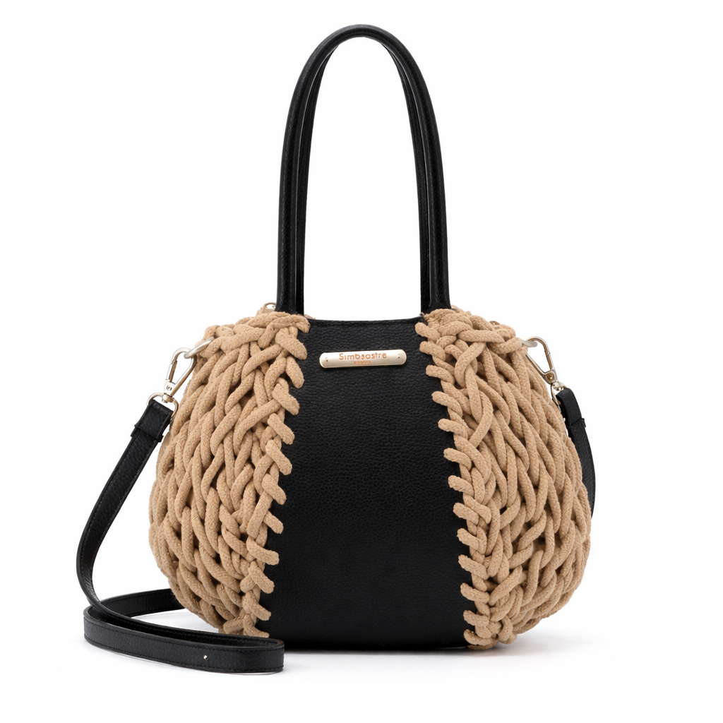 Sac à main cordes naturelle et noir