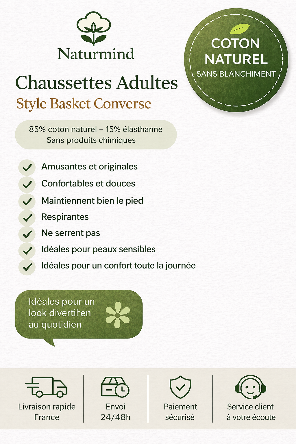 Chaussettes Canvas Marron Adulte