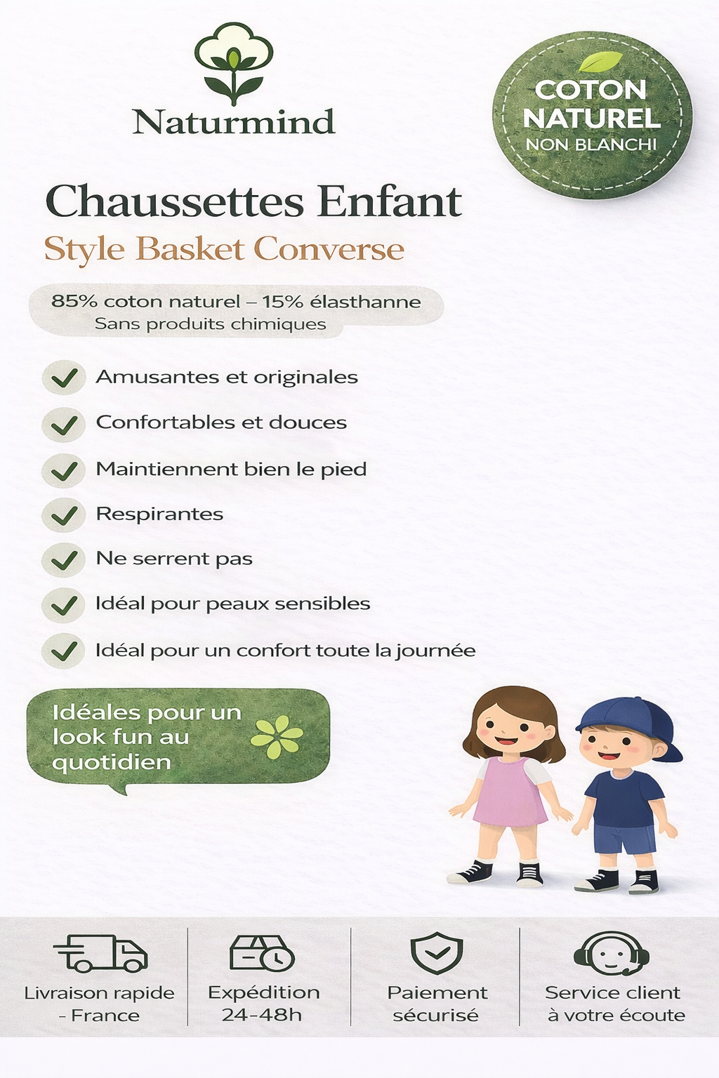 Chaussettes Canvas Gris Enfants