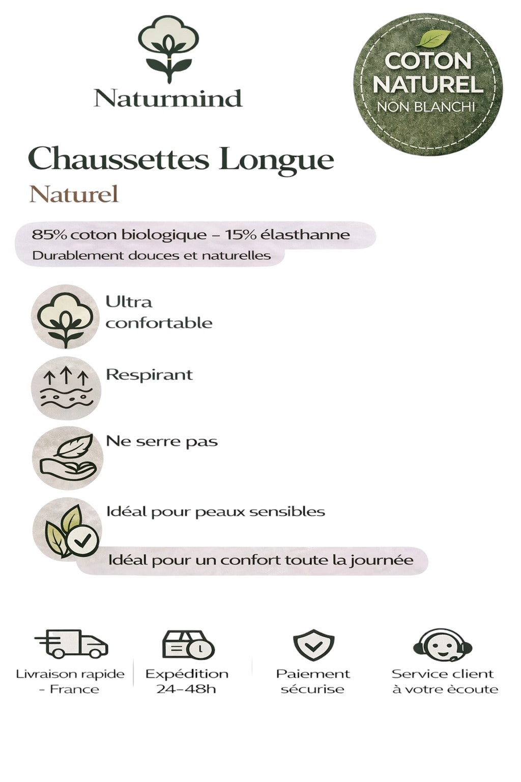 Lot de 3 Chaussettes Longues Crème