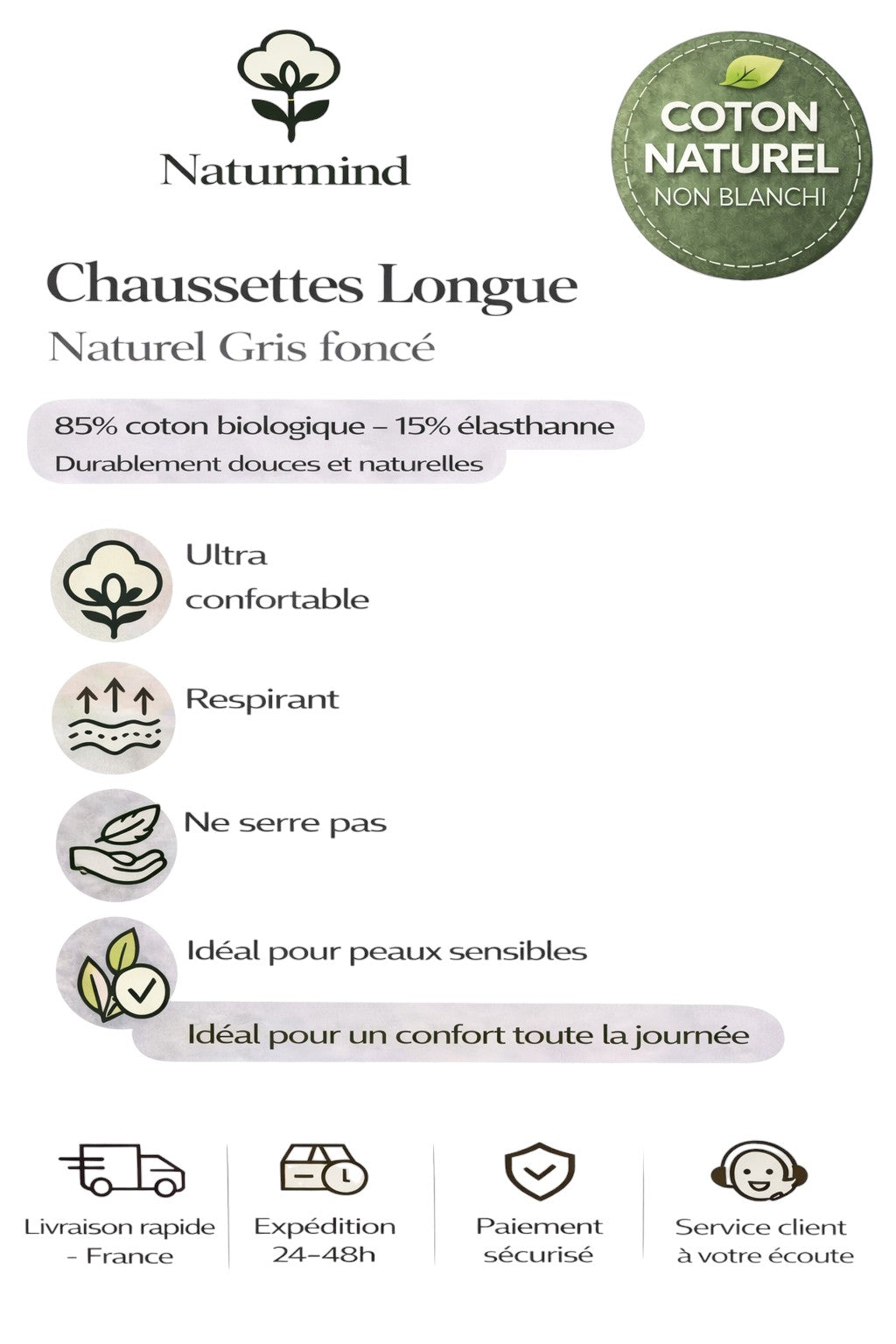 Chaussettes longues Gris foncé
