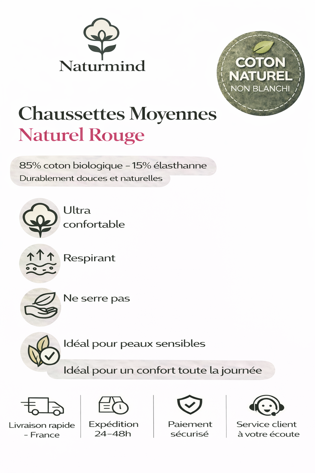 Chaussettes moyennes Rouge