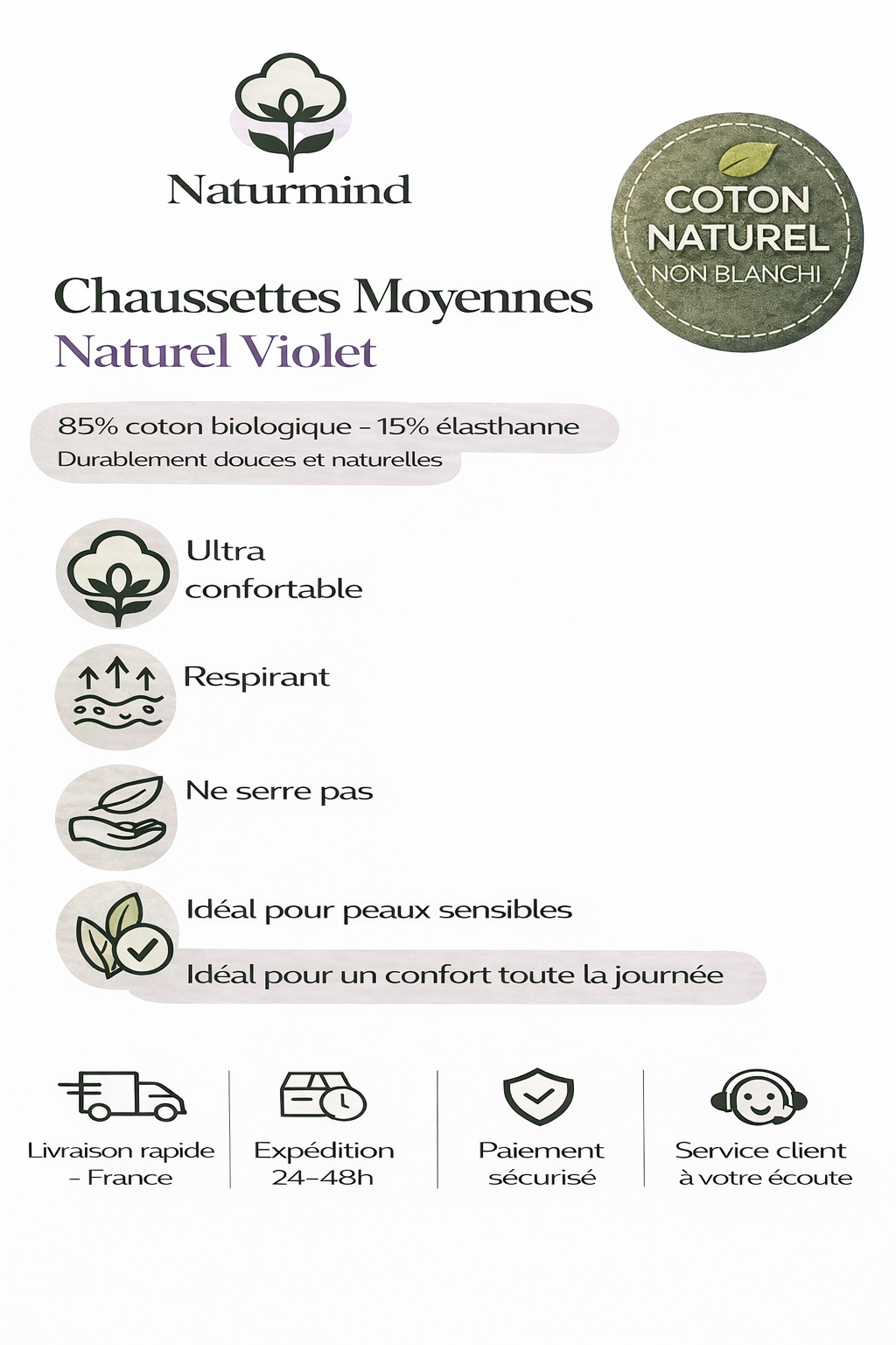 Chaussettes moyennes Violet