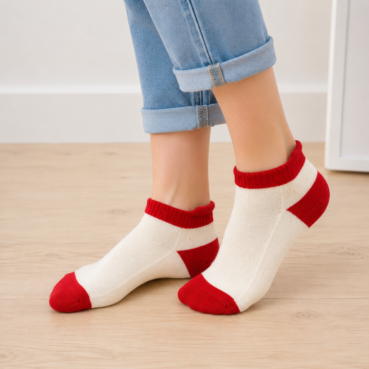Chaussettes courtes couleur Rouge