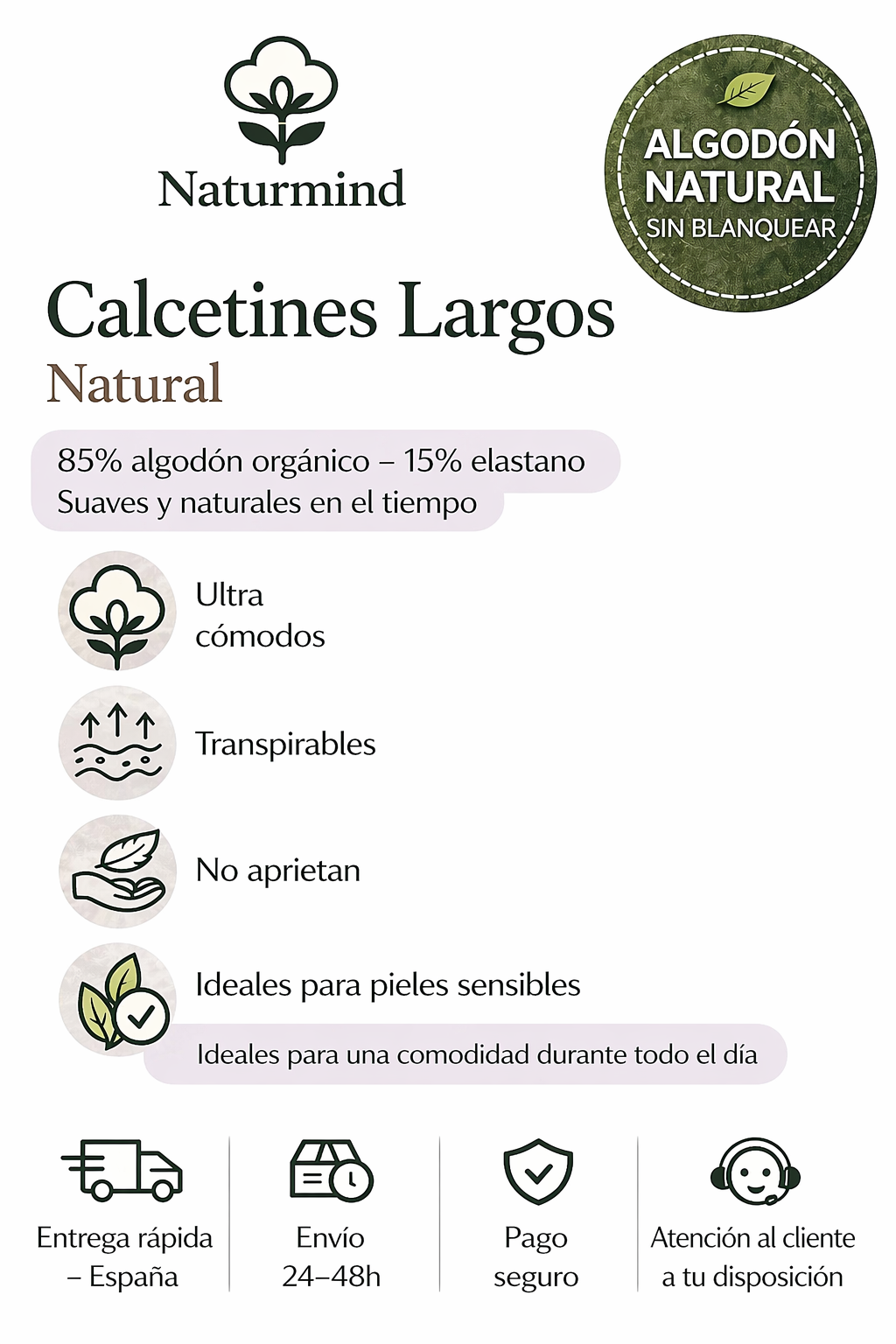 Chaussettes longues Crème