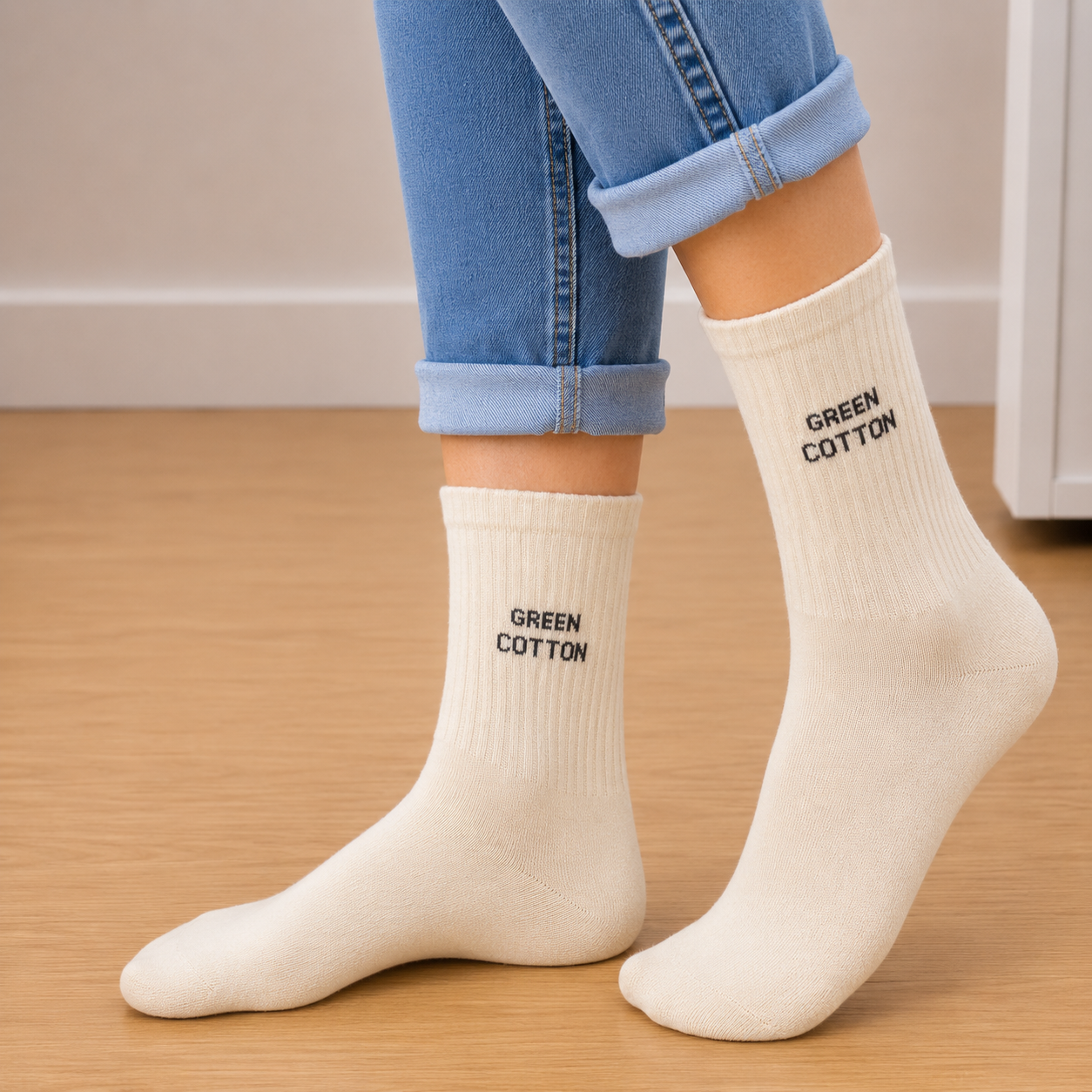 Chaussettes longues Crème