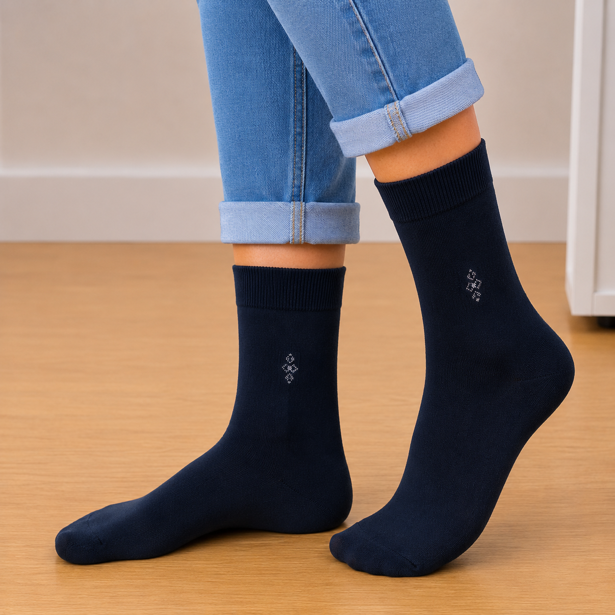 Chaussettes fines longues Bleu Navy