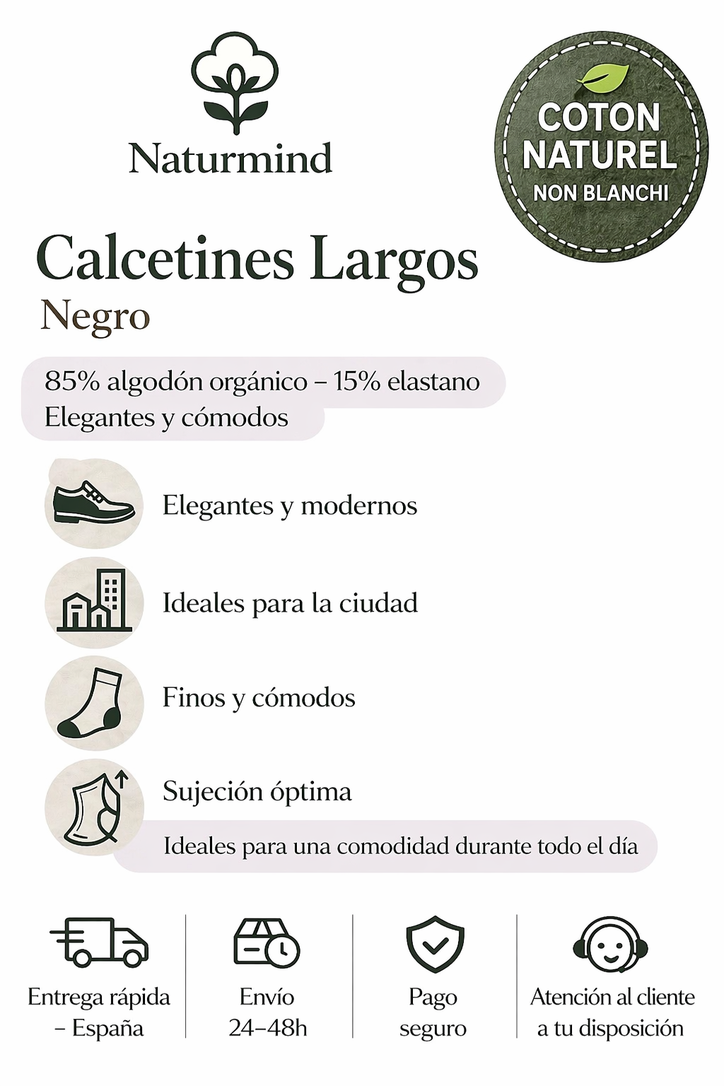 Chaussettes fines longues Noir