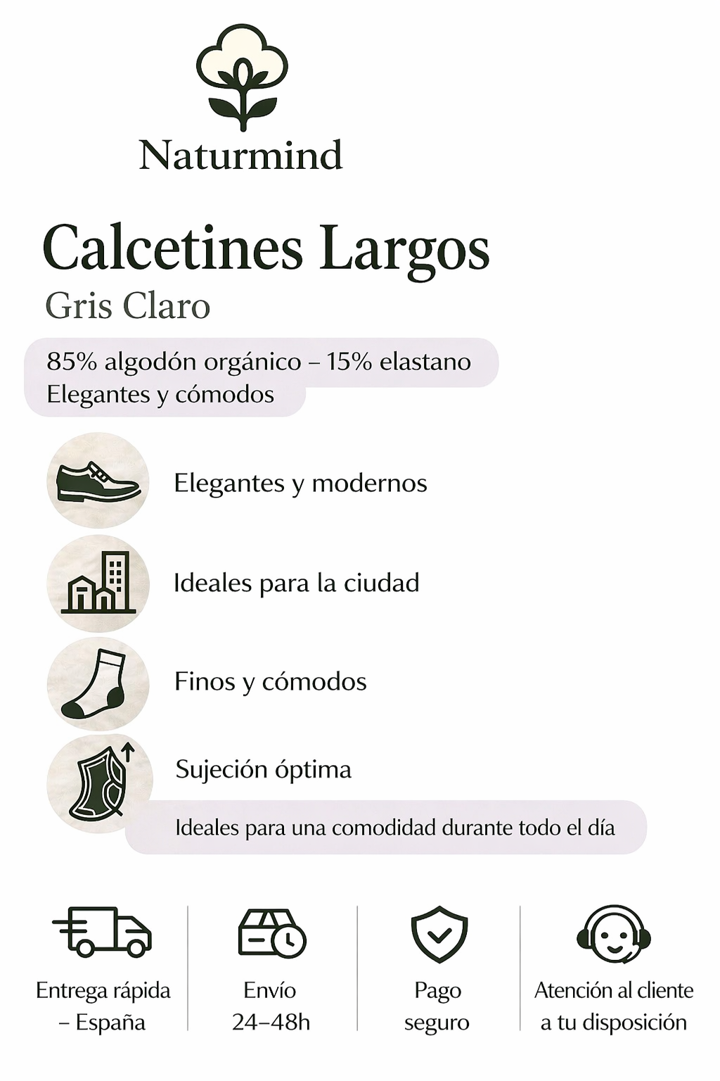 Chaussettes fines  longues Gris Clair