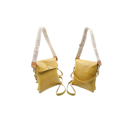 Sacoche en cuir jaune