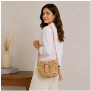 Sac bandoulière tressé orange