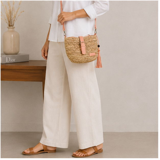 Sac bandoulière tressé orange