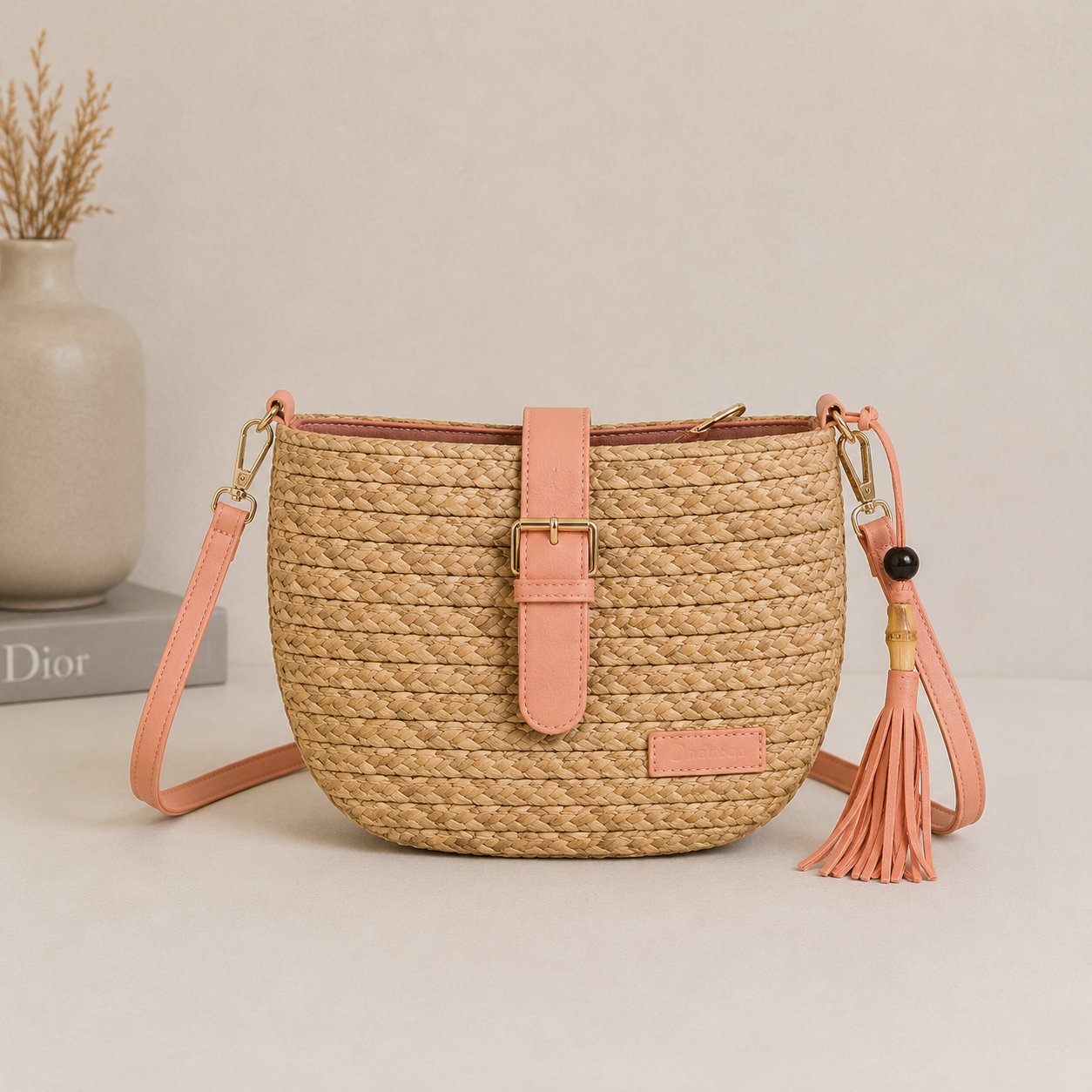Sac bandoulière tressé orange